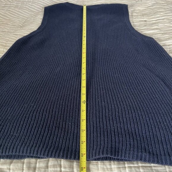 Talbots Navy Blue Chunky Knit Sweater Vest Womens 2X Tennis Prep Nautical Boho - Picture 7 of 7